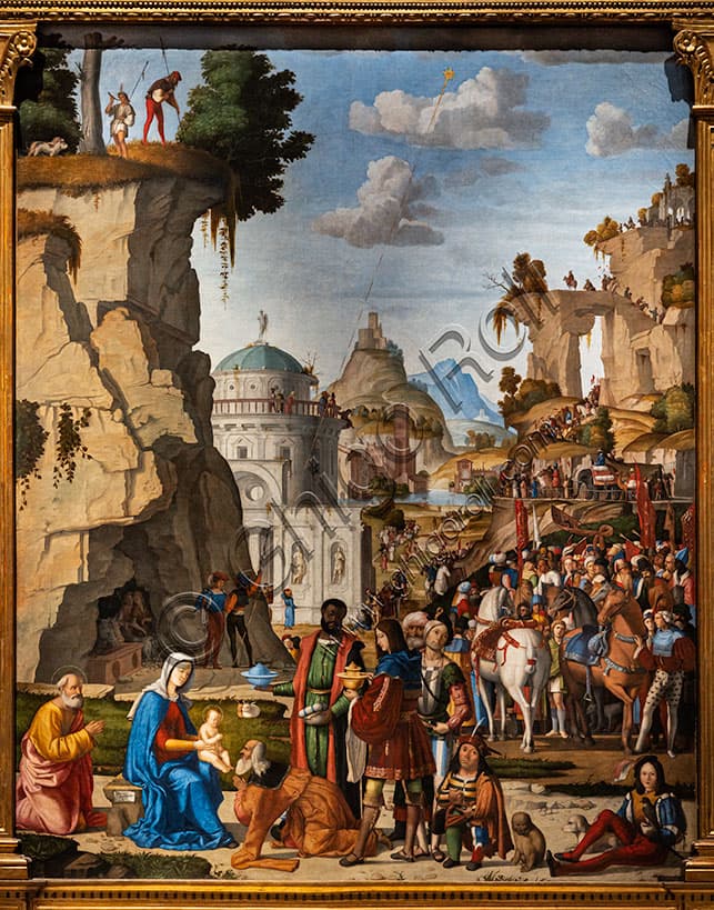 Adorazione dei Magi, dipinto a olio di Marcello Fogolino del 1511, periodo Rinascimento