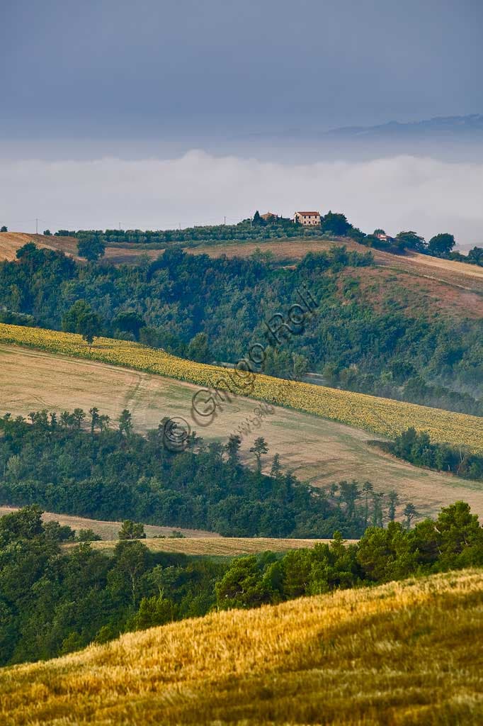 Panoramic view of the Umbrian hills near Saragano in Italy