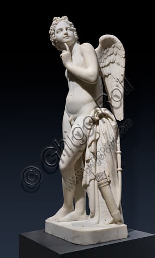 Marble sculpture Cupid Love attributes by José Alvarez Bouquel detail