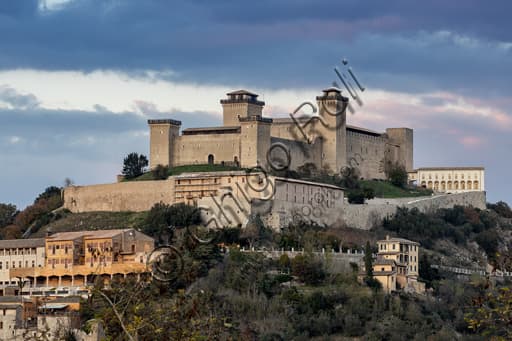 Panoramic view of Rocca Albornoz, the medieval stronghold of Spoleto