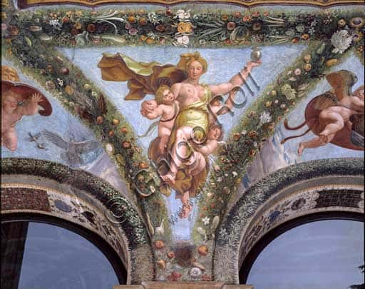 Fresco of Cupid and Psyche by Raphael at Villa Farnesina Rome