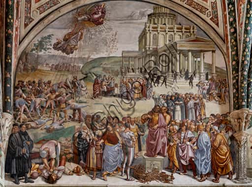 Affresco di Luca Signorelli nel Duomo di Orvieto: Predica dell'Anticristo