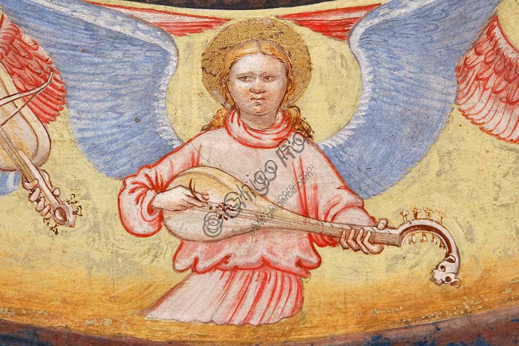 Angel musician playing a rebec in The Ascension of Christ fresco