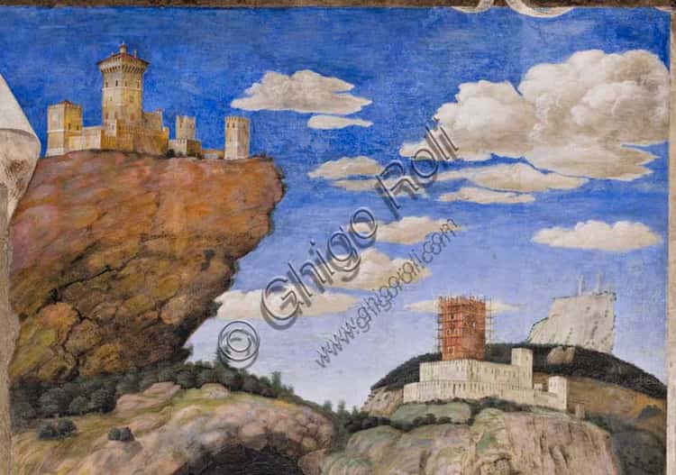 Landscape with Castles in Mantegna's Camera Picta Fresco