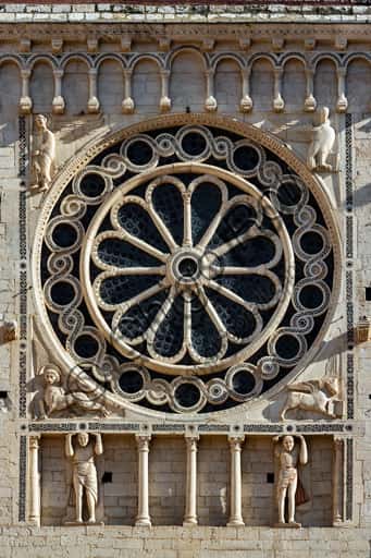 Spoleto Cathedral Façade: The Rose Window and Evangelist Symbols