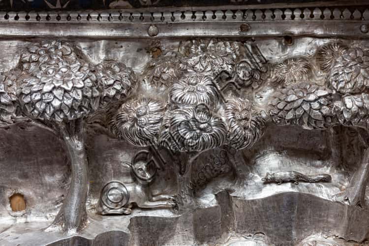 Silver Tile 'St. John Baptizes the Crowds' with Animals and Trees