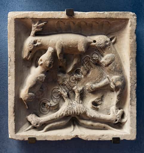Deer Hunting Marble Tile at the Stefano Bardini Museum