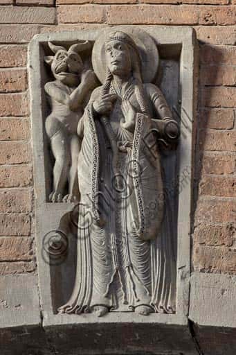 12th Century Romanesque Tile: Saint and Devil at Piacenza Cathedral
