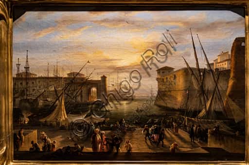 The Marina of Livorno: Signorini's Oil Painting with Medici Fortress