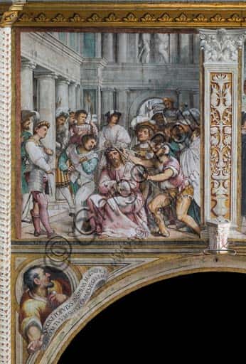 The Crowning with Thorns by Romanino - Fresco in Cremona Cathedral