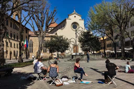 Painting Class in Piazza Santo Spirito with Basilica Background