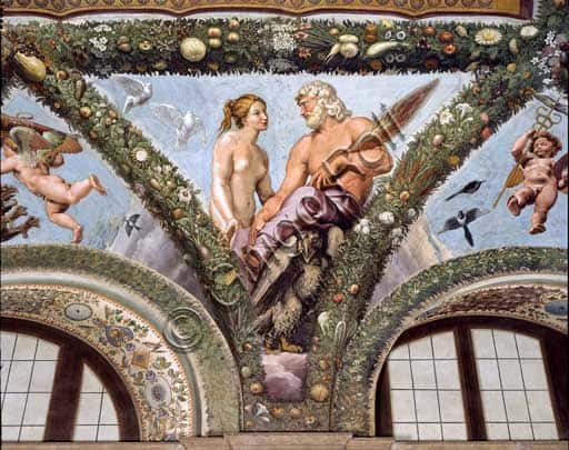 Venus and Jupiter Pendentive by Raphael in Villa Farnesina Rome