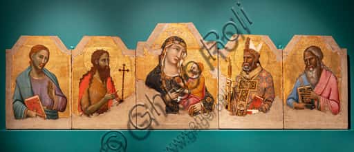 Meo da Siena's Five-Panel Painting: Madonna and Child with Saints