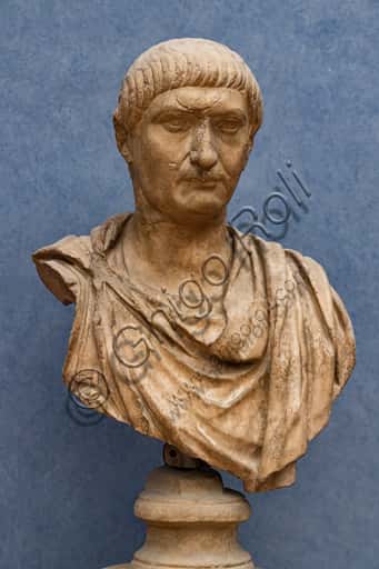 Portrait of Trajan: Roman Marble Sculpture, 1st Century A.D.