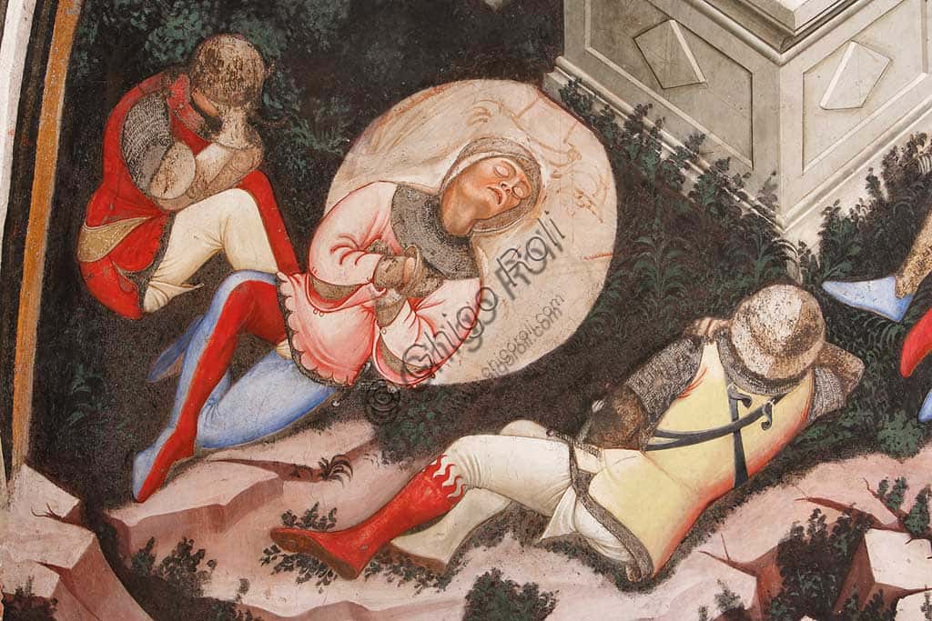 Resurrection fresco: Detail of sleeping Roman soldiers at Vignola Stronghold