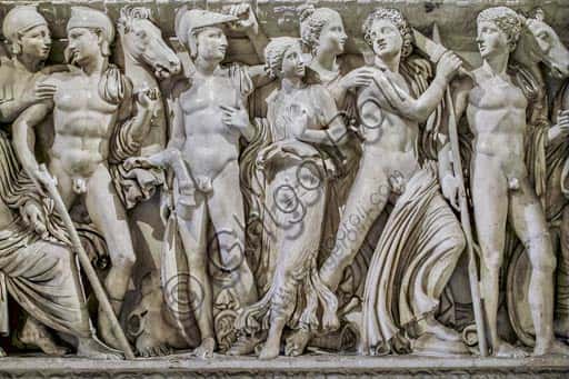Marble Sarcophagus with Scenes of Achilles' Life: 3rd Century Roman Sculpture