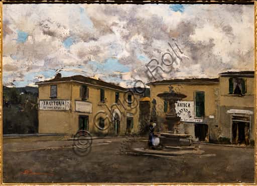 Telemaco Signorini: The Small Square in Settignano in a Rainy Day