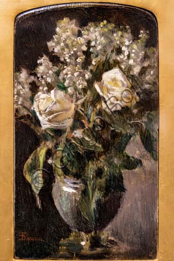Vase with White Roses and Lilies of the Valley by Telemaco Signorini