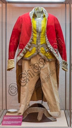 Historic men's dress exhibit at the Carriage Museum, Farnese Palace, Piacenza