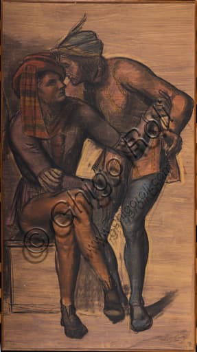 Disegno a carboncino Modelli in costume di Achille Funi, Collezione Assicoop-Unipol