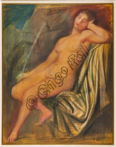 Nudo di fanciulla, quadro di Achille Funi del 1930, tecnica mista su cartone, Collezione Assicoop-Unipol