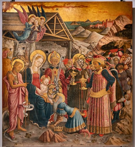 Detail of the Adoration of the Magi, painting on panel by Benedetto Bonfigli from 1466, housed in the National Gallery of Umbria in Perugia