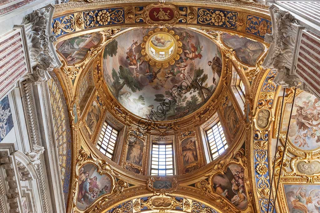 Baroque frescoes by Giovanni Battista Carlone in the dome of the Basilica of Santissima Annunziata del Vastato in Genoa