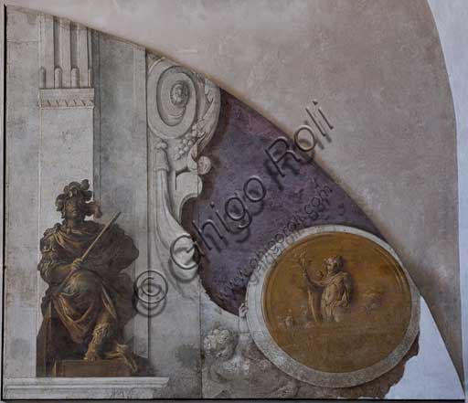 Detail of frescoes with allegorical figure, Montalto Halls, basement of the Palazzo dei Normanni, Palermo