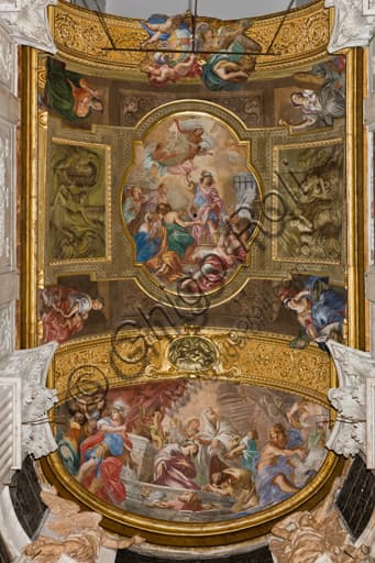 Affreschi volta Cappella Senarega, Duomo Genova - Storie di San Sebastiano di G.A. Carlone