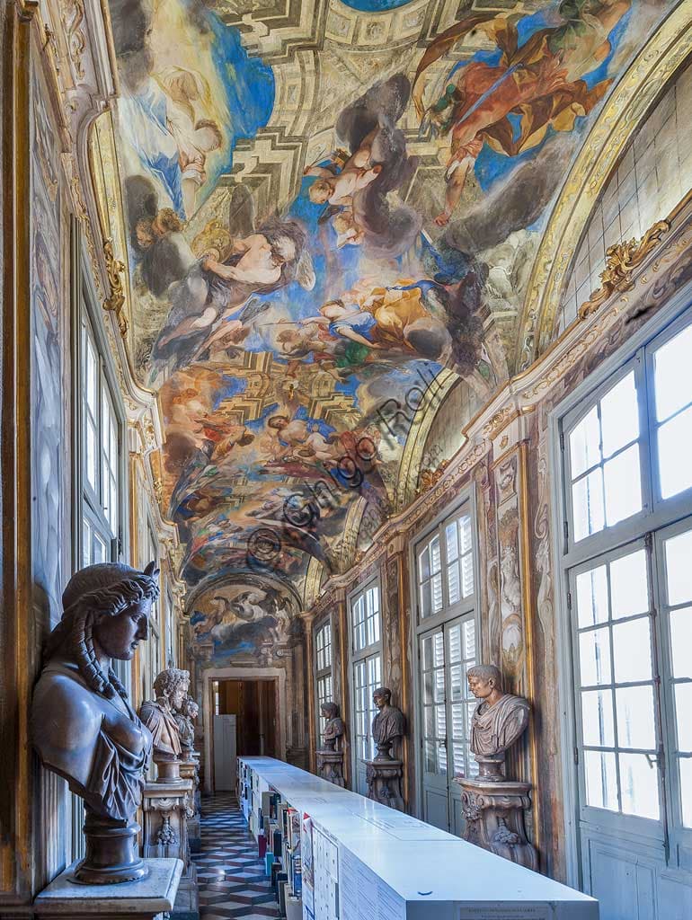 Frescoes 'Olympian Divinities' and 'The Rape of Proserpina' in the Loggia of Balbi Senarega Palace, Genoa, UNESCO site.