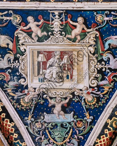 Affreschi della volta e grottesche nel pennacchio nord-est della Libreria Piccolomini, Duomo di Siena