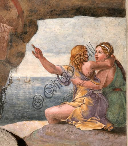 Detail fresco Acis and nymph Galatea, Giulio Romano, Chamber of Cupid and Psyche, Palazzo Te Mantua