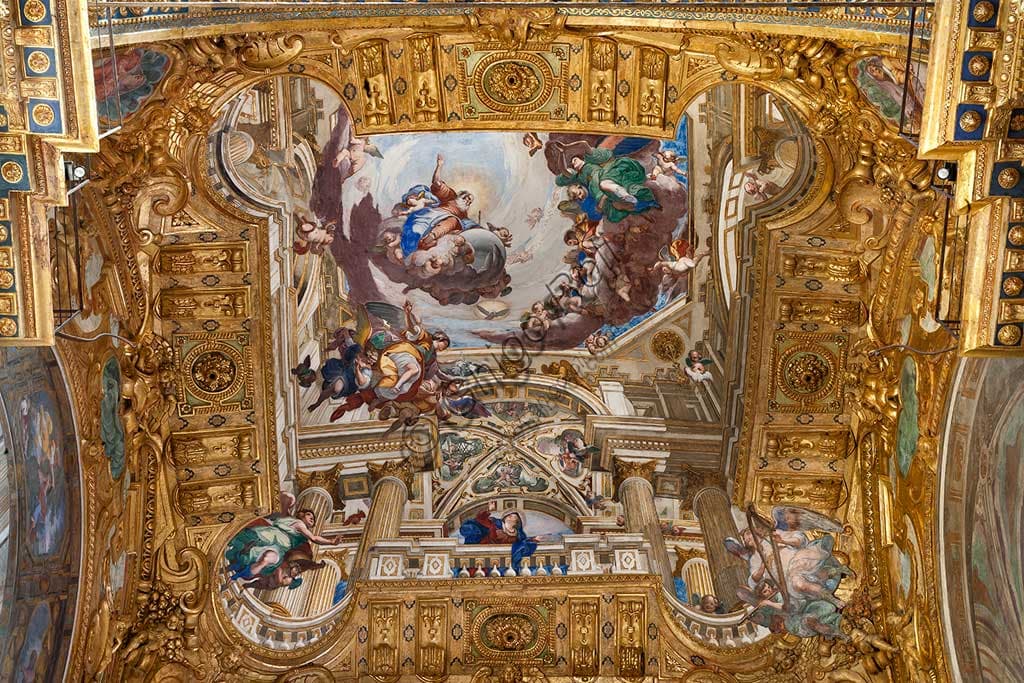 Fresco of the Annunciation by Giulio Benso, apse basin, Basilica of SS. Annunziata del Vastato, Genoa