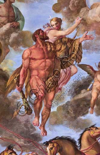 Detail Artemis fresco Apotheosis of Hercules Giuseppe Velasco Royal Palace Palazzo dei Normanni Palermo