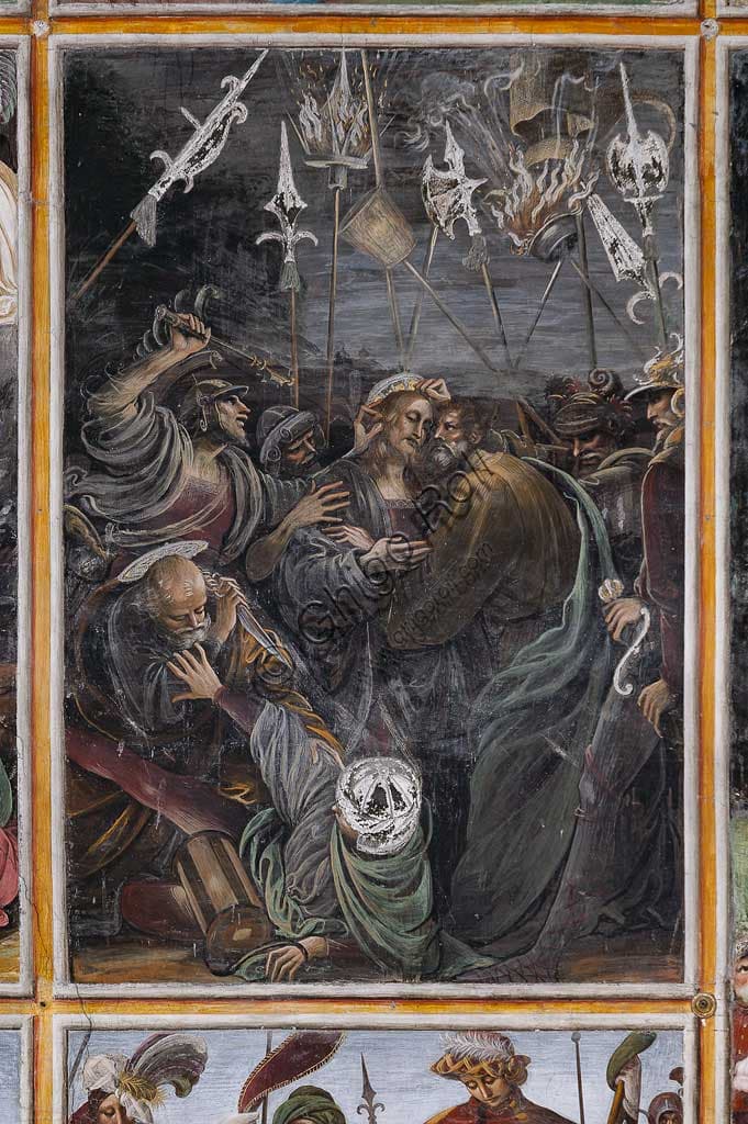 Particolare affresco Bacio di Giuda, Gaudenzio Ferrari, Chiesa Santa Maria delle Grazie Varallo Sesia Piemonte Italia
