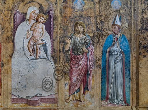 Dettaglio affresco Benozzo Gozzoli Madonna con Bambino Santi Montefalco Museo San Francesco