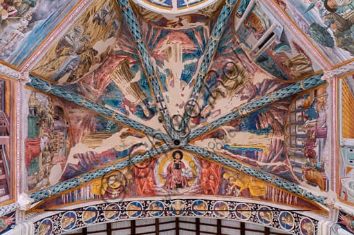 Volta absidale affrescata di Benozzo Gozzoli nella chiesa di San Francesco a Montefalco, con scene della vita di San Francesco