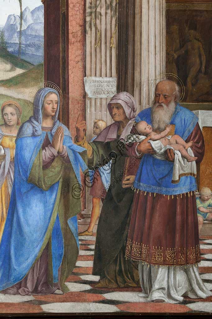 Particolare affresco Presentazione di Gesù al Tempio Bernardino Luini Santuario Saronno