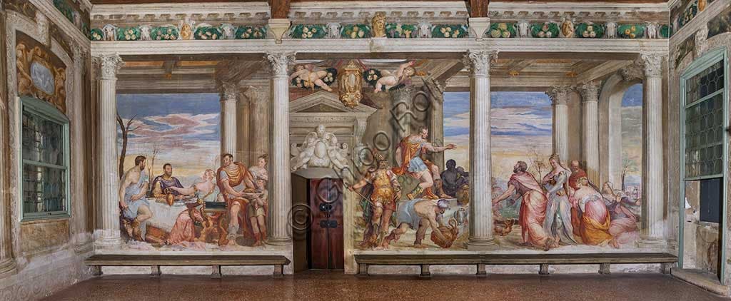 Detail of The Banquet of Cleopatra fresco by Giovanni Antonio Fasolo, Thiene Castle Villa Porto Colleoni