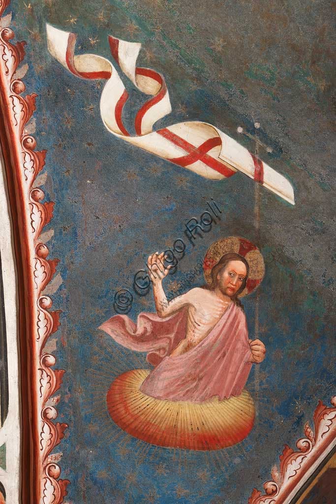 Fresco The Resurrected Christ by the Master of Vignola in the Contrari Chapel, Vignola Stronghold, early 15th century