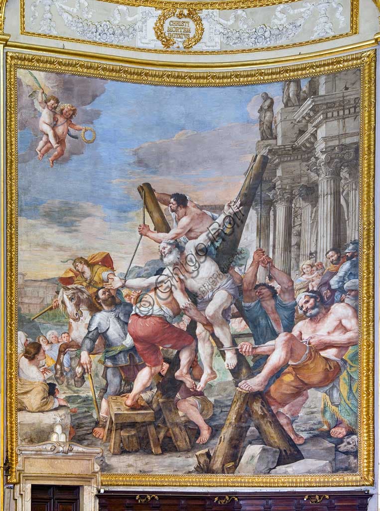 Affresco Erezione della Croce, Mattia Preti, Basilica di S. Andrea della Valle, Roma, Lazio