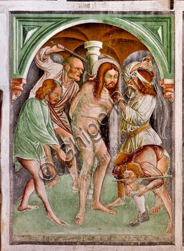 Fresco of The Flagellation of Christ by Giacomo Borlone De Buschis, Oratory of the Disciplini, Clusone