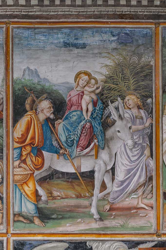 Dettaglio affresco Fuga in Egitto di Gaudenzio Ferrari, Varallo Sesia