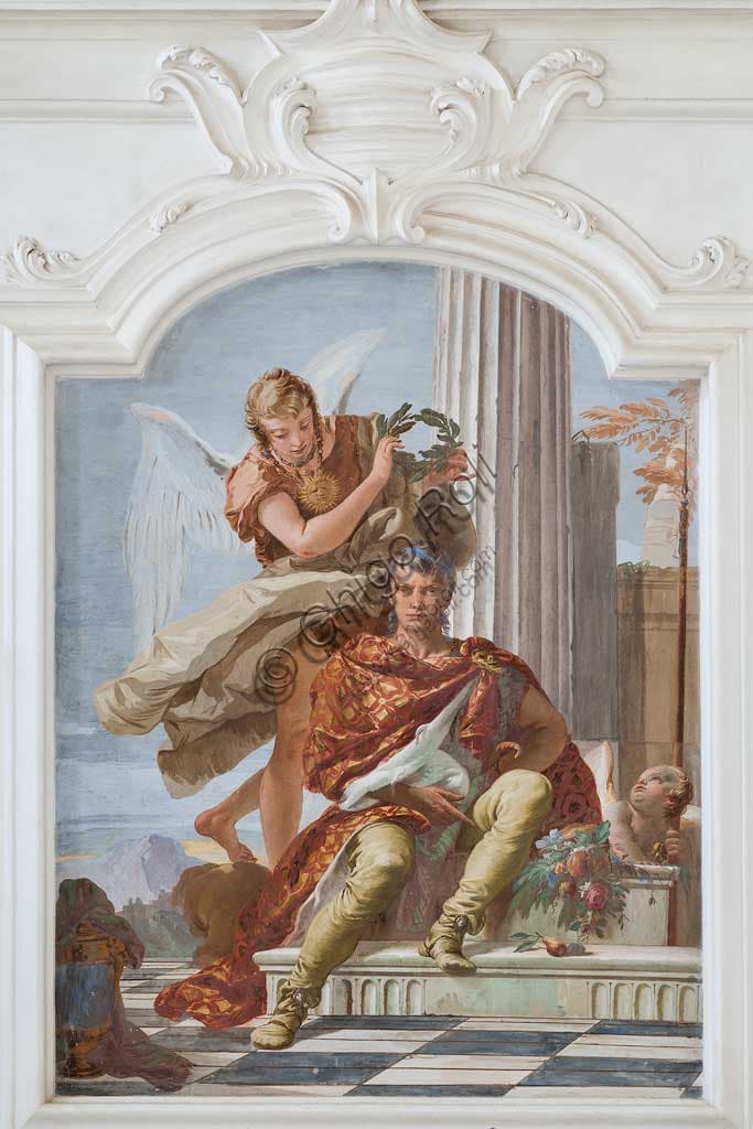 Allegorical fresco 'Honour is crowned by Virtue' by Giambattista Tiepolo in Villa Loschi Motterle