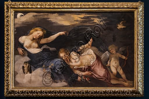 Detached fresco 'Night with Aurora and a Putto' by Giovanni da San Giovanni, 1635, Italian Baroque art