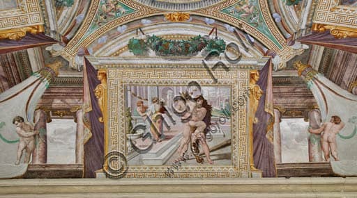 Detail fresco Hercules fighting Antaeus, Room of Hercules, Rocca Sanvitale Sala Baganza