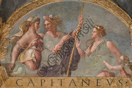 Fresco of the lunette representing Ceres and Juno defending Eros, Hall of Cupid and Psyche, Palazzo Te Mantua