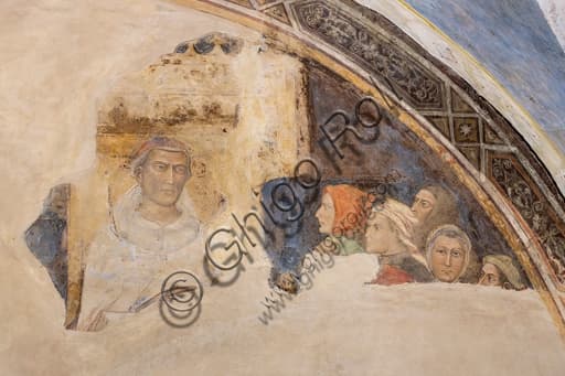 Affresco della lunetta con figura di santo e cinque figure di Jacopo di Cione a Firenze