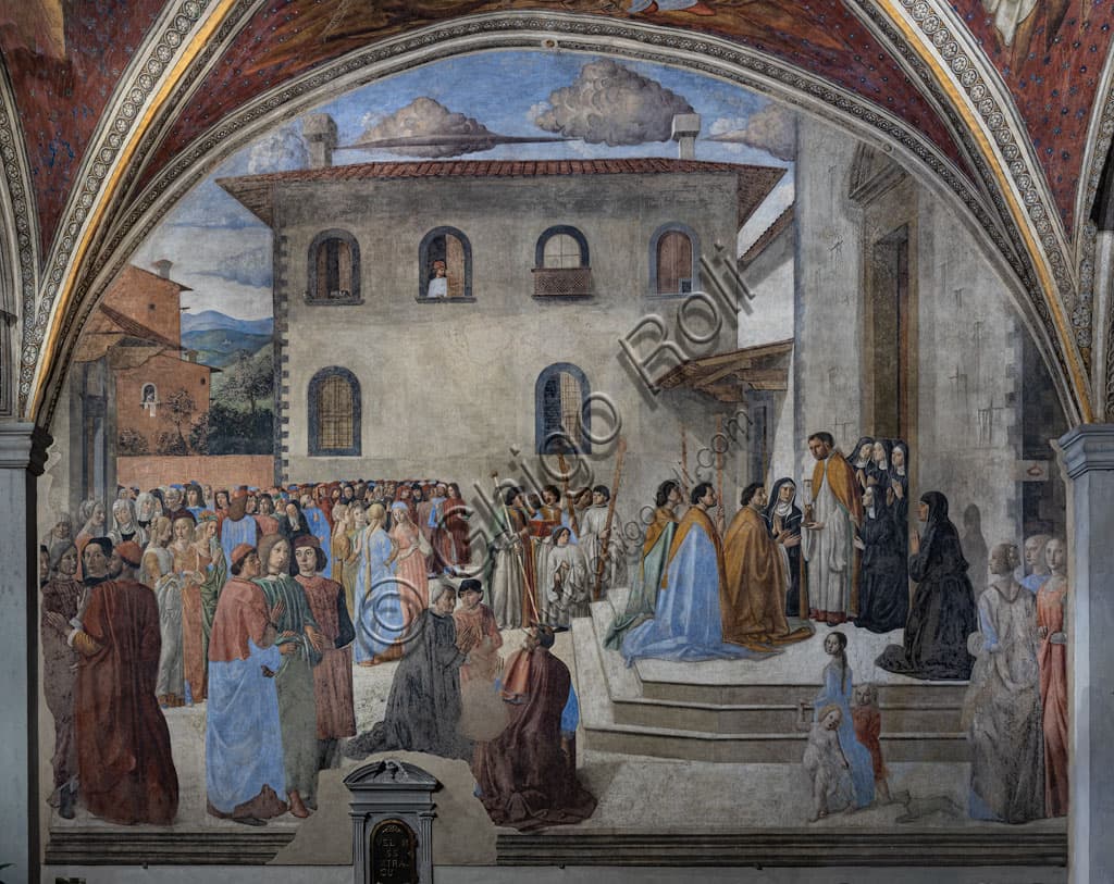Fresco 'The Miracle of the Sacrament' by Cosimo Rosselli in the Chapel of the Miracle, St. Ambrose Church, Florence