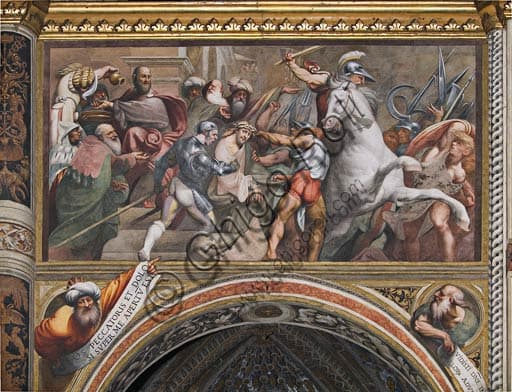 Fresco of Pilate Washing His Hands by Pordenone, Cremona Cathedral, middle nave, 1520